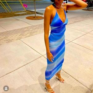 Twiley TM, blue tie dye mesh dress